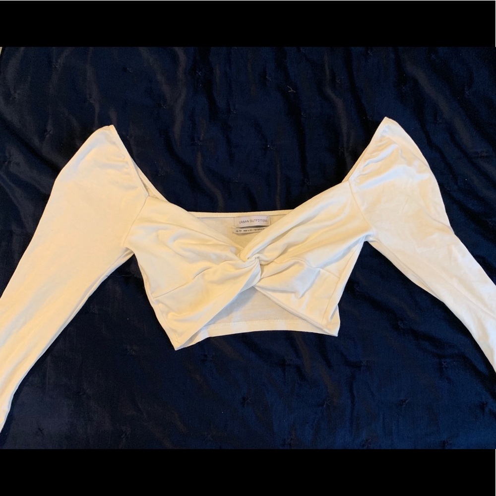 urban outfitters, long sleeve white crop top